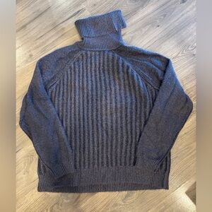 Free People Gray Turtleneck Sweater with Ribbed Texture Size M